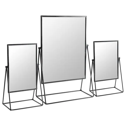 Harbour Housewares 3 Stück Frisierkommode Rasierspiegel Set - Freistehende Tisch Make-up kosmetischen Spiegel - 2 Größen - Schwarz