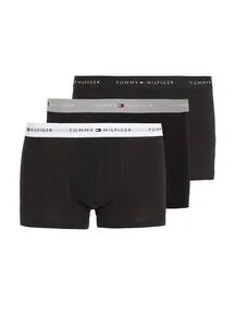 Tommy Hilfiger Herren Boxershorts Trunks - Mehrfarbig (Grey Heather/Black/White) - Herren-Boxershorts mit hervorragendem Tragekomfort aus 74% Bio-Baumwolle, ideal für Sport und Alltag. Perfekte Passform und elegantes Design für den modernen Mann.