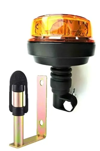 Matel Service Rundumleuchte LED mit 4 Blitzmuster 12V 24V ECE R65 R10 E9 mit Halterung Aufsteckrohr für PKW LKW Traktor