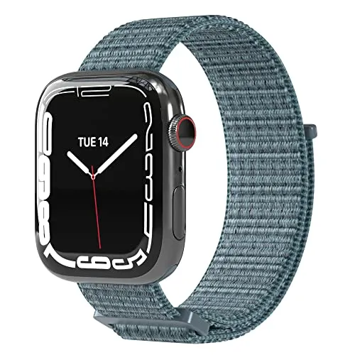 EAZY CASE Ersatzarmband kompatibel mit Apple Watch 42mm 44mm 45mm 46mm 49mm verstellbares Wechselarmband aus Nylon Loop für Apple Watch Serie 9 8 7 6 5 4 3 2 1 SE Ultra für Damen Herren Stahl Blau
