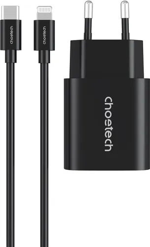 ChoeTech PD20W Typ-C Wandladegerät mit MFi USB-C zu Lightning Kabel, schwarz - USB-Kabel & Adapter, 20W Schnellladefunktion für effizientes Laden von Apple-Geräten