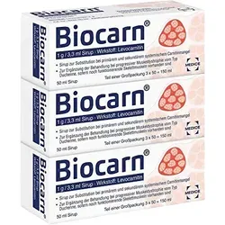 Biocarn 150 ML - Levocarnitin Sirup - Arzneimittel zur Behandlung von Carnitinmangel und Unterstützung bei Muskeldystrophie. Fördert die Energieversorgung der Skelett- und Herzmuskulatur für mehr Lebensqualität.