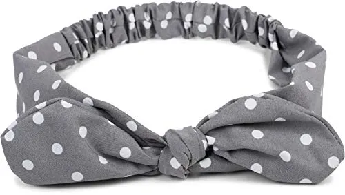 styleBREAKER Damen Haarband mit Punkte Muster, Schleife und Gummizug, Stirnband, Headband, Pinup, Rockabilly, Haarschmuck 04026036, Farbe:Grau