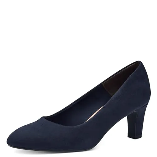Tamaris Damen Pumps 1-22418-41 - Elegante Blockabsatz-Schuhe in Blau - Pumps mit 6 cm Blockabsatz und samtiger Textil-Oberfläche, ideal für stilvolle Anlässe und maximalen Tragekomfort dank TOUCHit-Fußbett.
