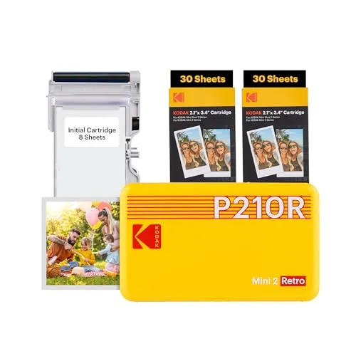 KODAK Mini 2 Retro Fotodrucker - Mobiler Fotodrucker für iOS & Android mit 4Pass-Technologie für wasserfeste, makellose Fotos. Kompakt und ideal für unterwegs!