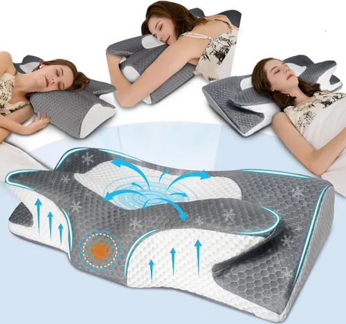 Esun Nackenstützkissen Memory Foam Kissen, Ergonomisches Kopfkissen für optimale Schlafposition - Kopfkissen, orthopädisches Design zur Linderung von Rückenschmerzen und Schnarchen, ideal für Seiten-, Rücken- und Bauchschläfer, hypoallergen und OEKO-TEX® zertifiziert.