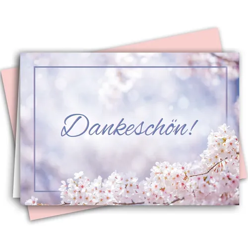 Danksagungskarten Lila Set "Frühlingszauber" mit Umschlägen Dankeskarte 10
