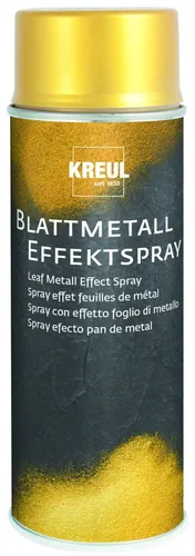 Kreul Blattmetall Effektspray gold 400 ml - Künstlerfarben, hochwertiges Blattmetall Effektspray für brillante, metallische Oberflächen und kreative Projekte.