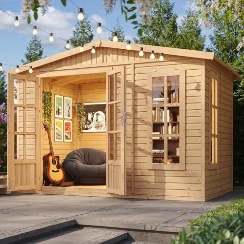 TIMBELA M334FB Garten Holzhaus - Gerätehaus mit 6m², ideal als Home-Office oder Garten-Studio. Hergestellt aus robustem Holz, bietet viel Licht und Platz für Ihre Projekte.
