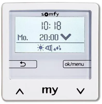 Somfy Soliris Smoove IB+ Pure White Steuergerät - Steuerungen für automatische und manuelle Kontrolle mehrerer Antriebe, ideal für effiziente und komfortable Steuerung von Sonnenschutzsystemen.
