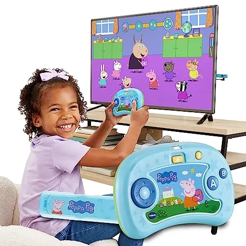 VTech ABC Smile TV - Peppa Pig Lernkonsole, kabellose Spielkonsole mit HDMI-Stick für Kinder von 3-7 Jahren, 8 Spiele für stundenlangen Lernspaß und individuelles Lernen