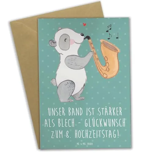 Mr. & Mrs. Panda babykarte 8. Hochzeitstag Blechhochzeit - Geschenk, osterkarte, Geschenke, weihnachtskarten, Glückwunsch zum, hochzeitskarten, einladungskarten, Hochtzeit, Heiraten, Beständigkeit