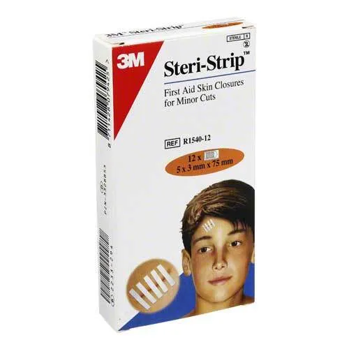 Steri Strip Steril 3 x 75mm Wundverschlussstreifen (12 x 5 Stk.) - Atmungsaktive Wundverschlussstreifen für sicheren Halt und optimalen Komfort. Ideal zum Fixieren und Schließen kleiner Schnitte und Wunden, unterstützt die Wundheilung.