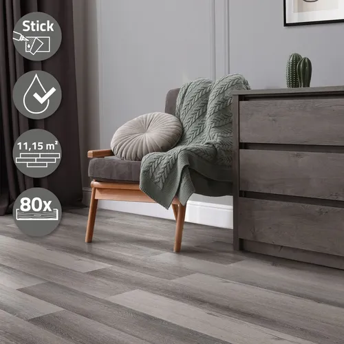 ML-Design Deluxe PVC Bodenbelag - Selbstklebende Vinyl-Dielen in Kiefer Grau - Vinylböden, selbstklebend und wasserfest, ideal für schnelle Renovierungen in jedem Raum, auch in Feuchträumen. Bringen Sie Eleganz und Funktionalität in Ihr Zuhause!