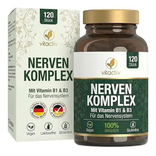 Vitactiv Nerven Kapseln für ruhigen Schlaf 120 KAP - Beruhigung & Schlaf, unterstützt einen entspannten Schlaf dank wertvollem Vitamin B für Männer.