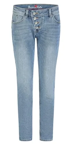 Buena Vista Cropped Jeans 'Malibu' in Hellblau, Größe M - Stylische Damenjeans von Buena Vista; aus hochwertigem Baumwoll-Mix; modisches Cropped-Design mit Knopfleiste und praktischen Eingrifftaschen; ideal für trendbewusste Outfits.