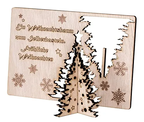 levandeo Weihnachtskarte Birkenholz DIY Fröhliche Weihnachten Aufsteller Holz Weihnachtsbaum Tannenbaum Holzkarte Grußkarte Tischdeko