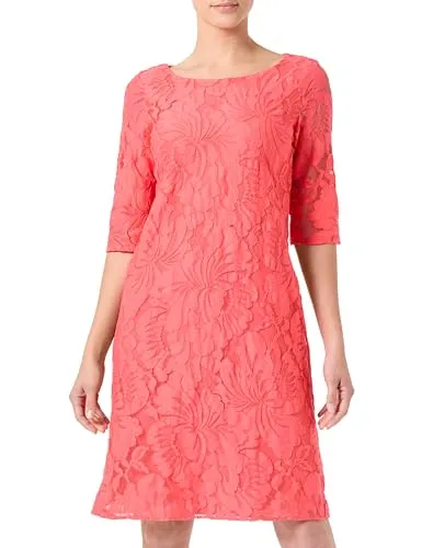 comma Kleid mit floraler Spitze - Freizeitkleider für Damen, mit 3/4-Ärmeln und elegantem Cut Out im Rücken für einen besonderen Look.