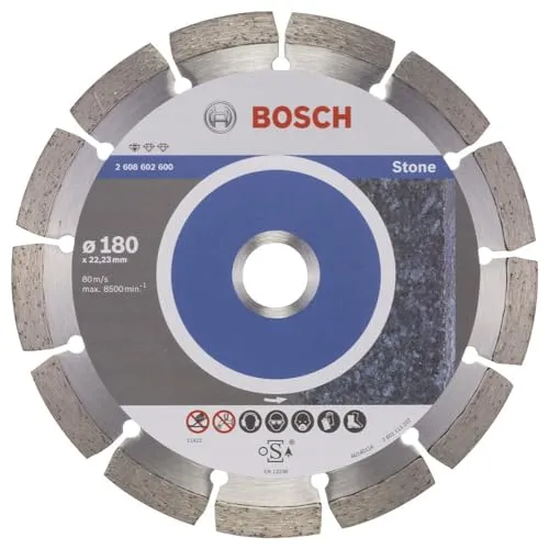 Bosch Professional Diamanttrennscheibe Standard for Stone Ø 180 mm - Diamant-Trennscheiben für Stein, Granit und Beton, optimierte Diamantmatrix für zuverlässige Arbeitsergebnisse und hohe Qualität von Bosch.