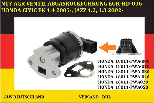 AGR VENTIL Abgasrückführungsventil für Honda Civic VIII & Jazz 1,2-1,4 - Hochwertiges AGR-Ventil mit Dichtung, 2 Jahre Herstellergarantie, optimiert die Abgasreinigung für bessere Umweltverträglichkeit.
