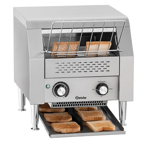 Bartscher Durchlauftoaster - Großküchentechnik mit stufenlos regelbarer Bandgeschwindigkeit und separater Wärmezufuhr für perfekte Toast- und Brötchenqualität.