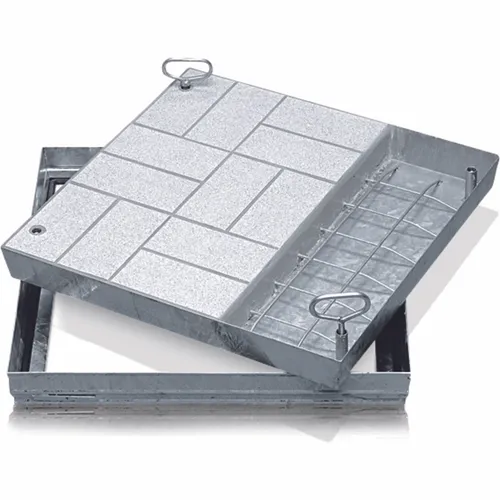 ZARGES Schachtabdeckung Stahl verzinkt 450 x 450 mm - Einzelteile für Schacht- & Steigleitern, begeh- und befahrbar, nach DIN EN 124, mit konischer Profilkonstruktion für einfache Handhabung und hohe Belastbarkeit bis 12,5 t.
