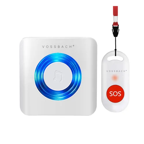 VOSSBACH Senioren Hausnotruf SOS Notruf Alarm Knopf - Alarmanlage für Senioren mit mobiler Notfallknopf, akustischer Alarm und eine Erfassungsweite von 80m, ideal für mehr Sicherheit im eigenen Zuhause.