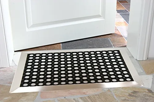 Szagato Edelstahlrahmen Fußmatte 700x500 mm - Hochwertige Fußmatte mit rutschfester Bodenhaftung und robustem Ringgummi, ideal für Innen- und Außenbereiche. Made in Germany mit exzellenten, polierten Schweißnähten.