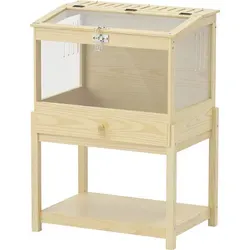 PawHut Hamsterkäfig 2 Etagen Nagerkäfig Kleintierkäfig mit klappbarem Deckel, groß Kleintierstall Käfig für Hamster Zwerghamster 83,2 x 50 x 103 cm Naturholz   Aosom