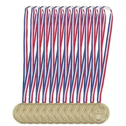 Relaxdays Goldmedaille Kinder 12er Set Blau,Gold,Rot