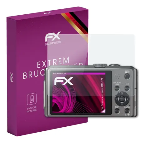 atFoliX Glasfolie für Panasonic Lumix DMC-TZ41 Panzerfolie 9H Schutzpanzer