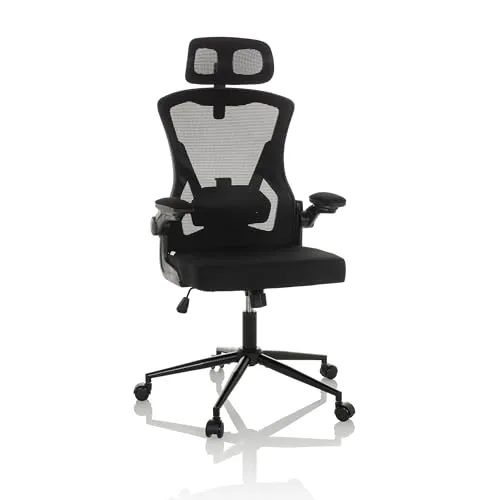 hjh OFFICE Profi Bürostuhl ARIGANO - Ergonomischer Drehstuhl mit atmungsaktiver Rückenlehne - Bürostühle mit ergonomischer Rückenlehne für optimale Belüftung, klappbaren Armlehnen und individueller Anpassung für maximalen Komfort und Bewegungsfreiheit.