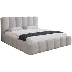 Doppelbett 200x200 cm Florent mit Bettkasten und Lattenrost - Hellgrau - Das Doppelbett Florent überzeugt mit einem hohen Kopfteil für optimalen Komfort beim Lesen. Mit robustem Bettkasten und modernem Design ist es die perfekte Wahl für stilbewusste Schlafzimmer.