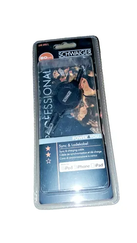 Lade- Datensynchronisationskabel 0.8m schwarz ausziehbar I pod / I phone / I pad