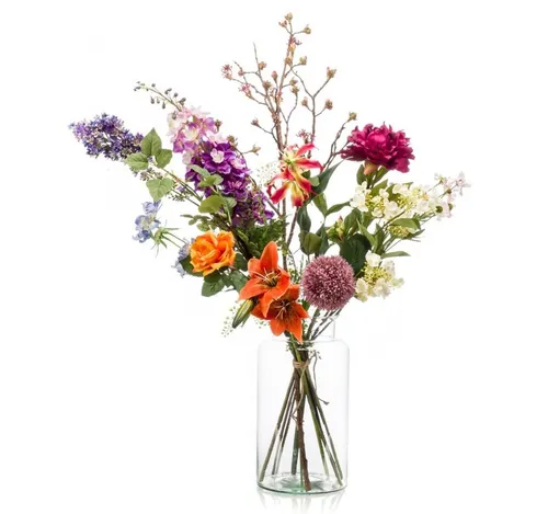 Easyplants Kunstblumenstrauß Flower Bomb 100cm - Seiden- & Kunstblumen, handgebundener, mehrfarbiger Strauß mit einer Höhe von 100cm - perfekt für eine lebendige Raumgestaltung ohne Pflegeaufwand.