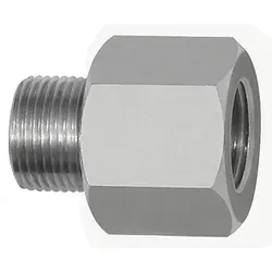Riegler Gewindeadapter Aluminium, AG 1/2 - 27 UNS, IG G 1/4, SW 17 - Hochwertiger Gewindeadapter aus Aluminium für präzise Verbindungen. Außengewinde 1/2 - 27 UNS und Innengewinde G 1/4, ideal für professionelle Anwendungen in der Technik.