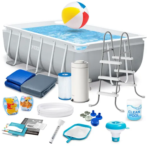 Intex Prism Frame Gartenpool 300 x 175 x 80 cm – 18-in-1 Set - Vielseitiger Rahmenpool 300 x 175 x 80 cm im kompletten Set für den Garten. Einfacher Aufbau ohne Werkzeug, robustes Design und umfangreiches Zubehör für unbeschwerte Sommertage.