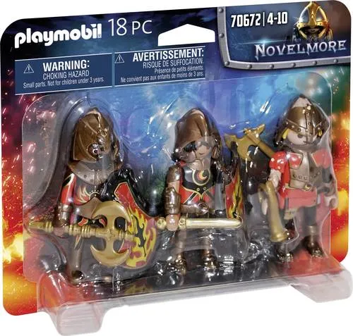 Playmobil Novelmore Fire Knights Figurensatz - 18-teiliges Set mit 3 Feuer-Rittern, sofort spielbereit und ideal für kreative Abenteuer ab 4 Jahren