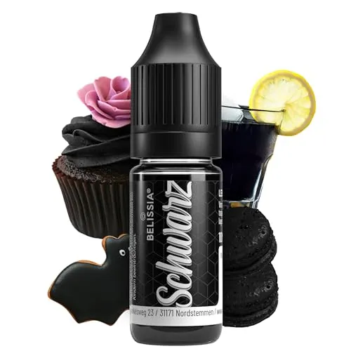 Belissia Lebensmittelfarbe Schwarz - 10ml flüssig & hochkonzentriert - Lebensmittelechte Speisefarbe zum Backen, Kochen, Fondant & DIY - vegan, stark färbend, geschmacksneutral