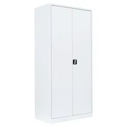 Stahl-Aktenschrank Metallschrank abschließbar 195 x 92,5 x 60cm Weiß - Büroschränke mit langlebiger Stahl-Konstruktion und 4 höhenverstellbaren Fachböden, ideal für Ordnung und Sicherheit im Büro.