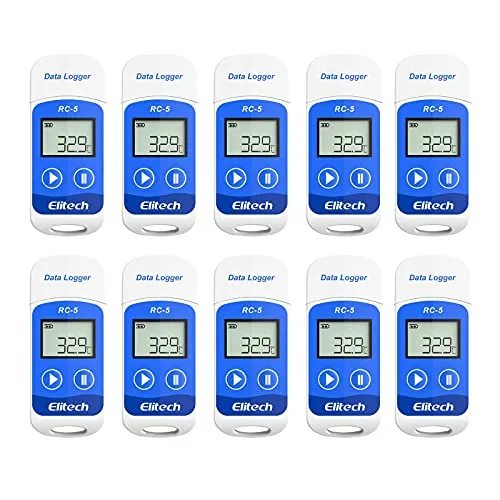Elitech RC-5 Temperatur Datenlogger mit USB-Anschluss - Präziser Datenlogger für Temperaturüberwachung, ideal für verschiedene Anwendungen. Hohe Kapazität von 32.000 Messwerten und wasserdicht nach IP67 für zuverlässige Nutzung.