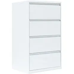 Hängeregistratur Schrank für DIN A4 Hängemappen – 4 Schübe, Weiß - Büroschränke mit 4 zweibahnigen Schubladen, ideal für Home Office oder Büros. Robuste Stahlkonstruktion mit Auszugssperren für maximale Sicherheit und Ordnung.