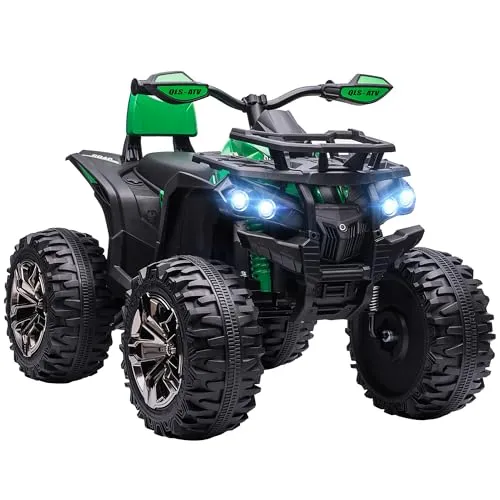 HOMCOM Elektro Quad für Kinder 12V, - Lastwagen für Kinder mit Vorwärts- und Rückwärtsfunktion, LED-Scheinwerfer und MP3-Player für musikalischen Fahrspaß, geeignet für Kinder von 3-5 Jahren.