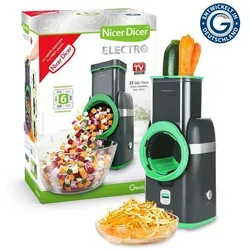 Nicer Dicer Electro 25 tlg. – Elektrischer Gemüseschneider - Der Nicer Dicer Electro ist der erste elektrische Gemüseschneider für müheloses Schneiden von Obst, Gemüse und mehr. Mit leistungsstarkem Motor und sicherem System für komfortables Kochen.
