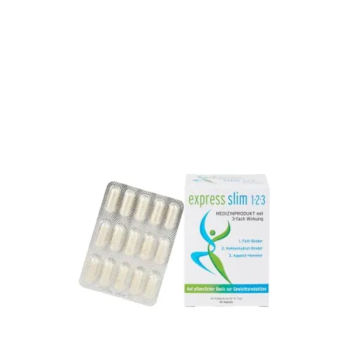 SWISS BEAUTY AG express slim 1-2-3 | 90 Kapseln | Diätunterstützung | gesundes Abnehmen | pflanzliche Diäthilfe | Traumfigur | Übergewicht | Reduktionsdiät | Kalorienkiller