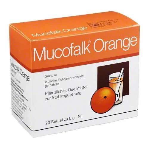 Mucofalk Orange Granulat Beutel - Natürliche Stuhlregulierung - Verstopfung: Pflanzliches Quellmittel zur Stuhlregulierung, ideal bei chronischer Obstipation und zur Unterstützung bei Reizdarm.