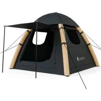 Juskys® Campingzelt EasyFlow L - Dunkelgrau/Khaki, Aufblasbares Zelt - Das aufblasbare Zelt EasyFlow L in dunkelgrau/khaki bietet Platz für bis zu 4 Personen und ist ideal für Outdoor-Abenteuer. Es überzeugt mit robustem Material und einfacher Handhabung dank mitgelieferter Luftpumpe.