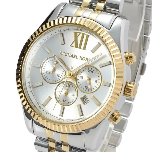 Michael Kors Lexington MK8344 - Unisex Chronograph Uhr, 45mm Edelstahlgehäuse mit silbernem Zifferblatt und modernem Design