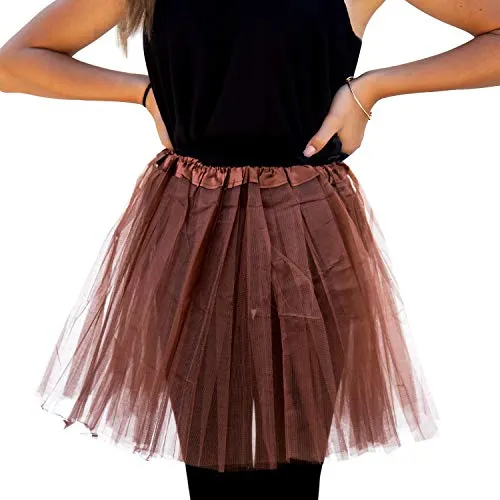 Oblique Unique® Tutu Tütü Reifrock Unterrock Petticoat Damen Frauen Rock Braun als Kostüm Accessoire für Fasching Karneval Motto Party Einheitsgröße 60 cm - 116 cm