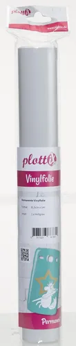 plottiX Vinylfolie permanent 31,5 cm x 1,0 m, 1 Rolle hellgrau